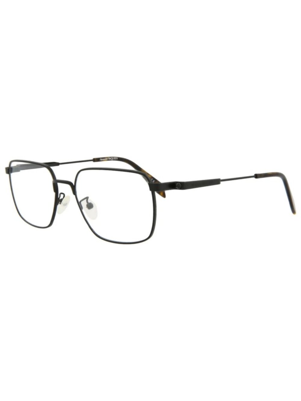 New Alexander McQueen Women's Eyeglasses Square Rectangle Metal Frame Mens Black